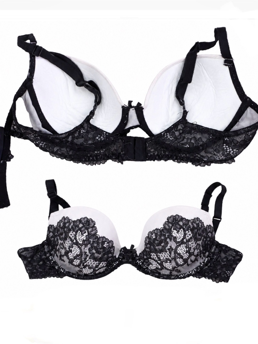 Victoria's Secret Black Lace Bra with White Cups